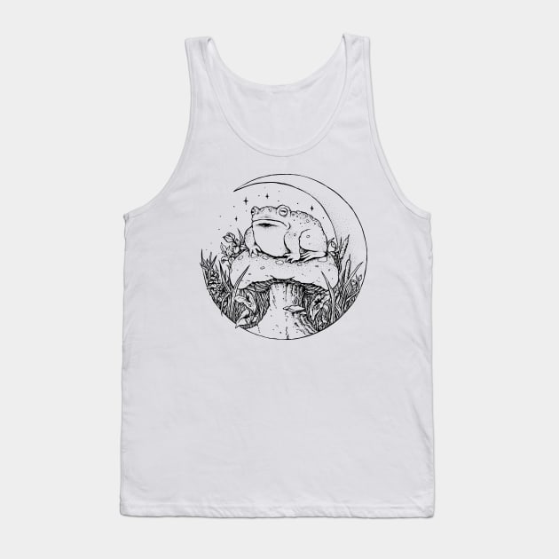 Cottagecore chonky frog (B&W) Tank Top by popcornpunk